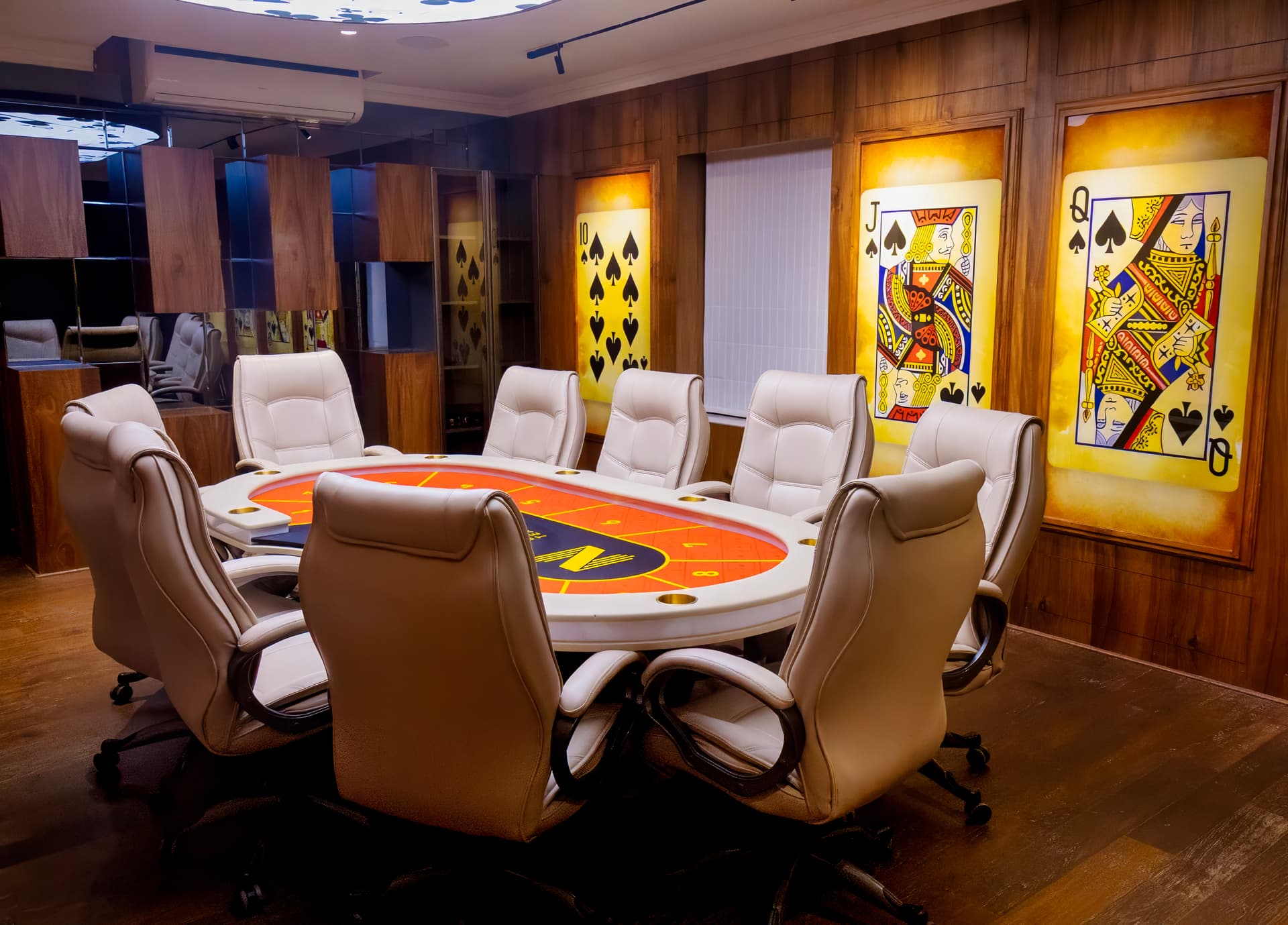 Elegant dining area at a farmhouse for a weekend getaway in Bangalore.